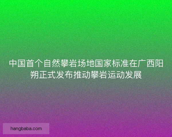 中国首个自然攀岩场地国家标准在广西阳朔正式发布推动攀岩运动发展