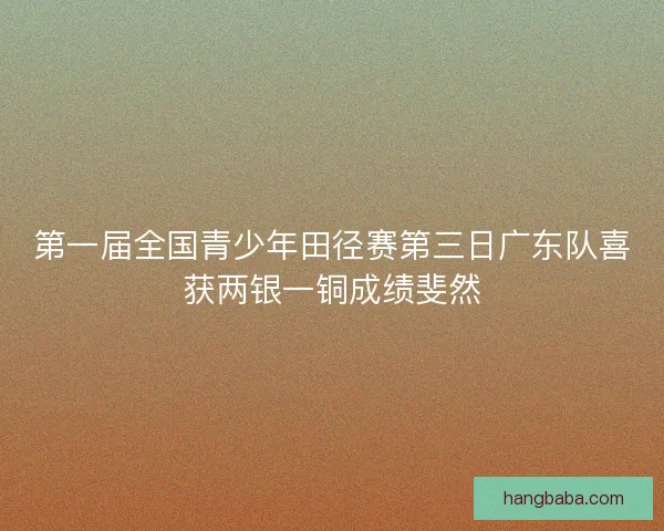 第一届全国青少年田径赛第三日广东队喜获两银一铜成绩斐然